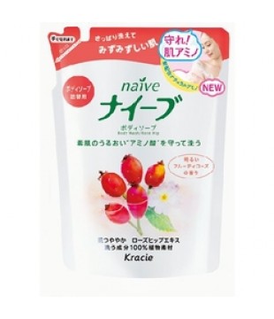 Kracie 嘉娜宝 Naive玫瑰果保湿沐浴露 420ml 替换装