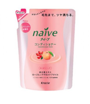 Kracie 嘉娜宝 Naive玫瑰蜜桃植物护发素 400ml 替换装