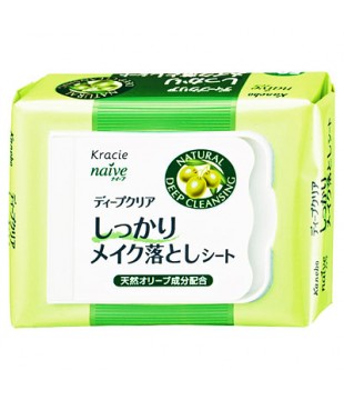 Kracie 嘉娜宝 Naive橄榄深层保湿去角质卸妆洁面湿巾 50枚
