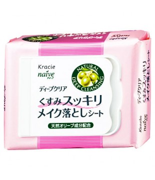 Kracie 嘉娜宝 Naive橄榄深层美白卸妆洁面湿巾 50枚