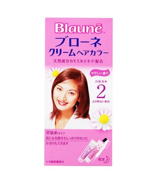 花王 Blaune倍采盈护发染发霜（白发用）2号 亮栗色