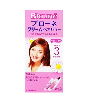 花王 Blaune倍采盈护发染发霜（白发用）3号 微浅栗色