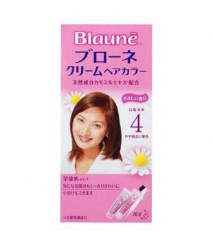 花王 Blaune倍采盈护发染发霜（白发用）4号 浅栗色