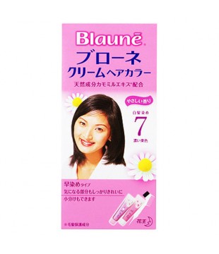 花王 Blaune倍采盈护发染发霜（白发用）7号 深栗色