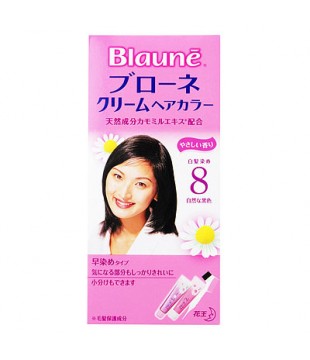 花王 Blaune倍采盈护发染发霜（白发用）8号 自然黑色