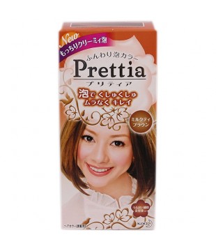 花王 Prettia黑发用泡沫染发膏 女性用 奶茶棕色