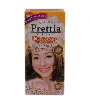 花王 Prettia黑发用泡沫染发膏 女性用 雪纺绸浅驼色