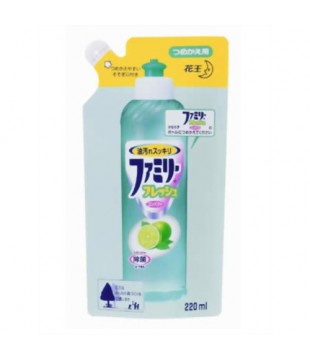 花王 Cucute果蔬餐具去油污除菌洗洁精 220ml 柠檬味 替换装