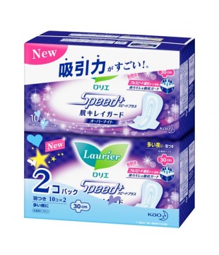 花王 Laurier乐而雅夜用卫生巾 30cm 10枚*2包 护翼型