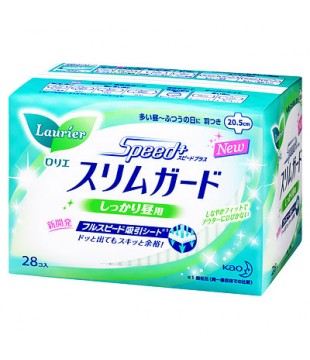 花王 Laurier乐而雅日用1mm超薄透气棉柔卫生巾28枚 20.5cm 护翼型