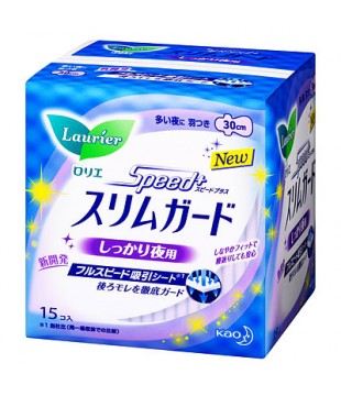 花王 Laurier乐而雅夜用特薄卫生巾30cm 15枚 护翼型