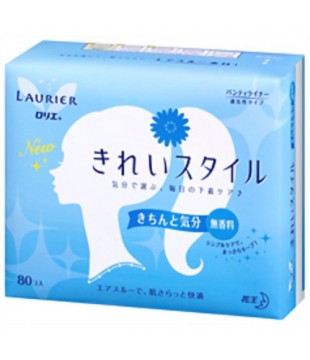 花王 Laurier乐而雅素净亲肤无香型卫生护垫 80枚