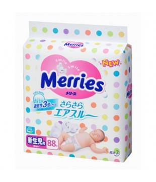 花王 Merries三倍透气纸尿裤/尿不湿 88片 新生儿用