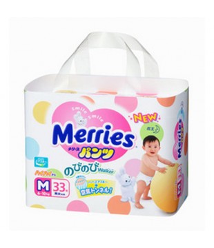 花王 Merries轻薄吸水纸尿裤/拉拉裤 33片 M号