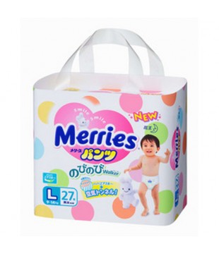 花王 Merries轻薄吸水纸尿裤/拉拉裤 27片 L号