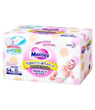 花王 Merries加厚装婴儿乳液湿巾 108枚 替换装